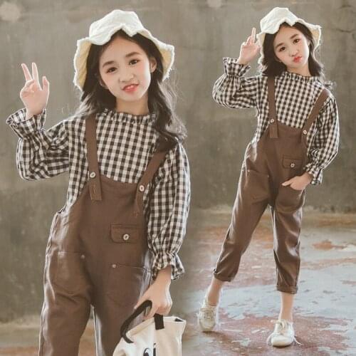 Fashion Childrens Clothes Set Baby Girls Blouse + Overalls 2pcs/Set Kids Spring Summer Costume Toddler Teenage Girl Clothing