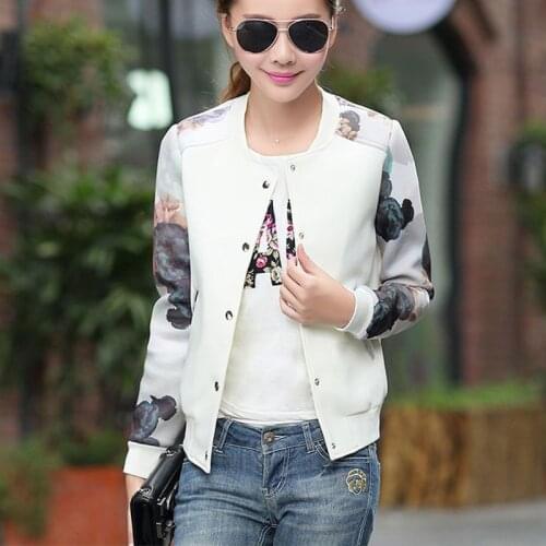 2021 Fashion Print Bomber Jacket Coat Women Thin Female Retro Jacket Coat Long Sleeve Basic Jackets Women Casual Autumn Outwear