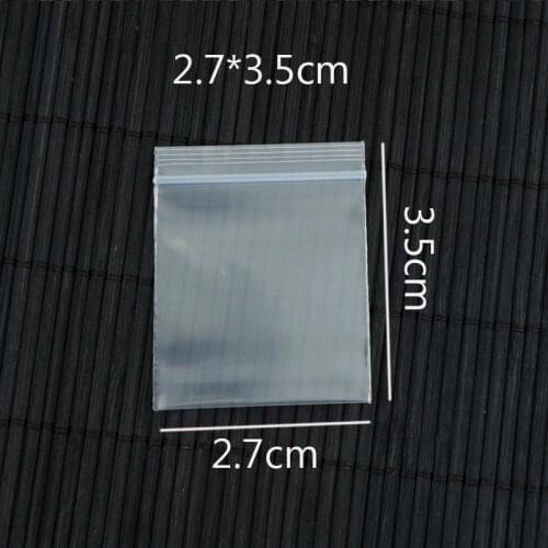 2.7cmx3.5cm /1.06inch x 1.37inch 0.2mm Thickness Small Ziplock Clear Plastic Zipper Bag Jewelry Accessories Storage Pack Package