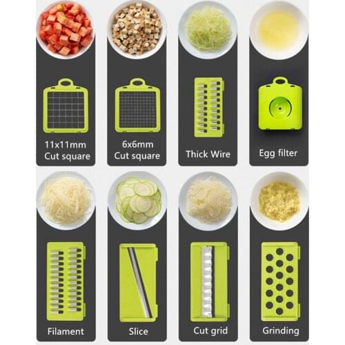 Multifunctional Vegetable Cutter Fruit Slicer Grater Shredders Drain Basket Slicers 8 In 1 Gadgets Kitchen Accessories