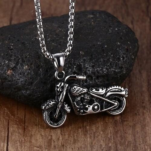 Mens Punk Gothic Ghost Rider Pendants Rock Stainless Steel Motorcycle Motor Bike Necklaces for Male Cool Boy Jewelry