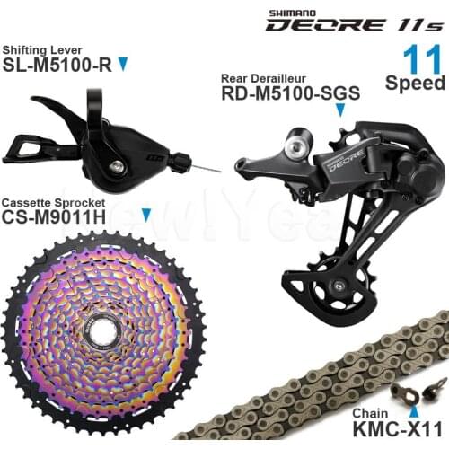 SHIMANO DEORE M5100 11Speed Groupset with Shifter Rear Derailleur and colorful Cassette Sprocket 11-50T KMC X11 Chain Original