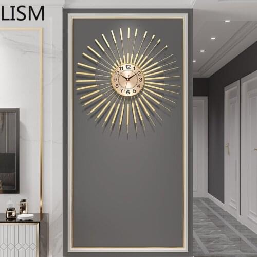 Wall Clock Modern Design Art Round Wall Clock Quartz Silent Metal Nordic Design Creative, Light, Luxurious and Simple Zegary