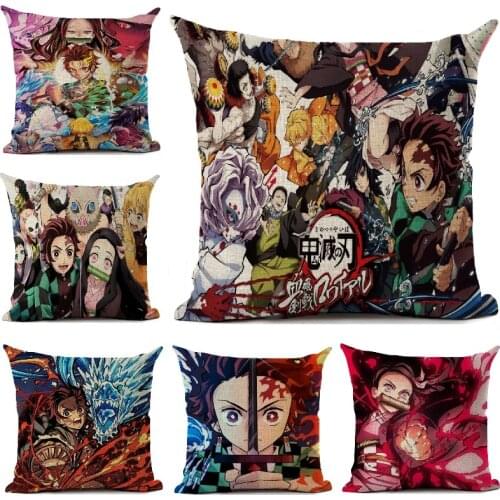 Demon Slayer Cushion Cover Anime Pillow Cover Living Room Sofa Car Decor Throw Pillows Home Decoration Pillowcase 45x45cm