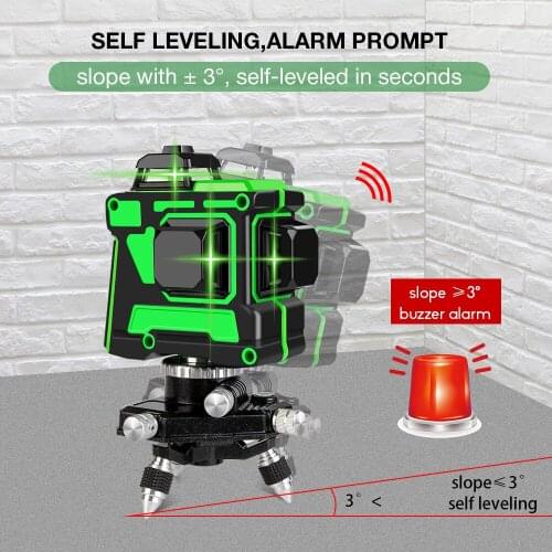 Onnfang 12 Lines 3D Green Laser Level Self-Leveling Laser Level 360 Horizontal And Vertical Cross Lines Green Laser Line