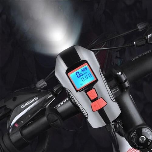 Rechargeable Bicycle Light Lamp Computer with Horn Flashlight Cycle Bike Speedometer Led Front Lights Cycling Headlight