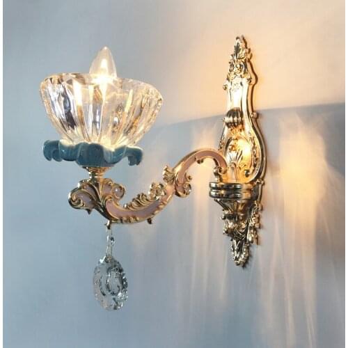 Restaurant glass crystal wall lamps led Luminaire luxury living room TV background wall sconce bedroom bedside lamp aisle light