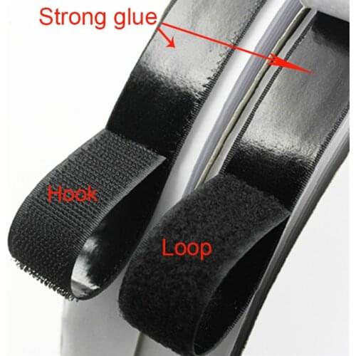16/20/25/30/50mm*1M Black White Magic Self Tape Adhesive Hook Loop Fastener Nylon Sticker Disks Tape Sewing Adhesive with Glue