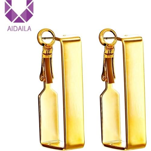 Square Shape Hoop Earrings for Office Ladies Gold Color Punk Style Gifts for Girls Friends 2019 New Fashion Jewelry EH05134