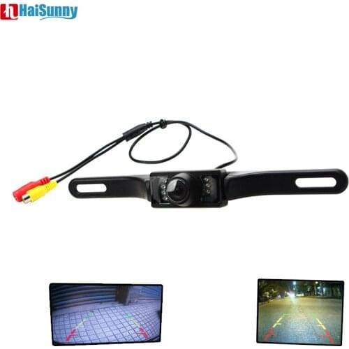 HaiSunny DVR Backup CMOS NTSC System Parking view Camera has HD Waterproof Reversing IR LED Night and installed on License Plate