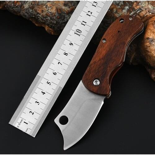 Folding Knife Outdoor Camping Carrying Folding Knife Wooden Handle Emergency Tool Knife tactical knife edc