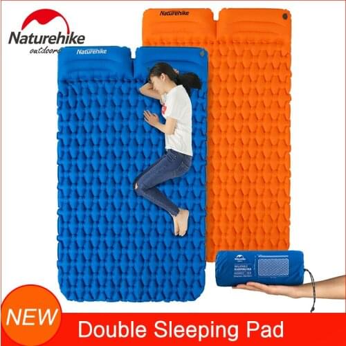 Naturehike Camping Sleeping Pad with Pillow Ultralight Inflatable Mattress Couple Backpacking Sleeping Mat for 2 Person Sleeping