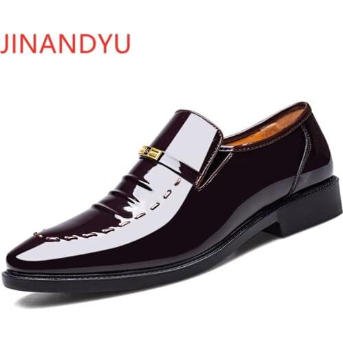 Size 48 Mens Loafers Formal Dress Shoes Oxford Patent Leather Shoes for Men Office Wear Retro Wedding Leather Shoes Men Classic