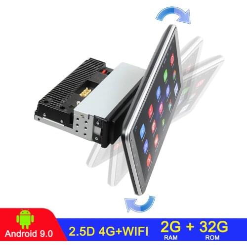 Universal 10" 1 Din Car Radio Android 9.1 car Multimedia GPS BT WiFi with 360 Up/Down Degree Rotatable Screen MP5 Player 2G 32G