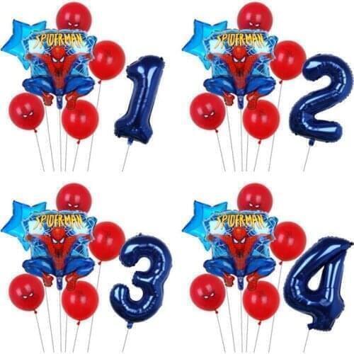 1 Set Marvel Spiderman Number Foil Balloons Kids 1 2 3 4 5 6 7 8 9 Years Birthday Party Decor Baby Shower Air Globos
