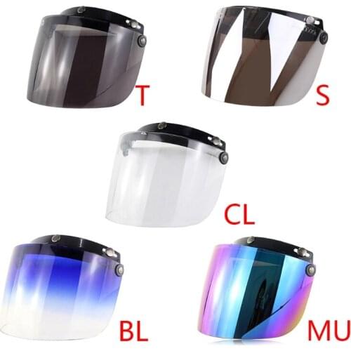 A0NE Windproof 3-Snap Visor Lens Shield for Motorcycle Helmets Flip Up Down Open Face Anti glaring Helmet Accessories
