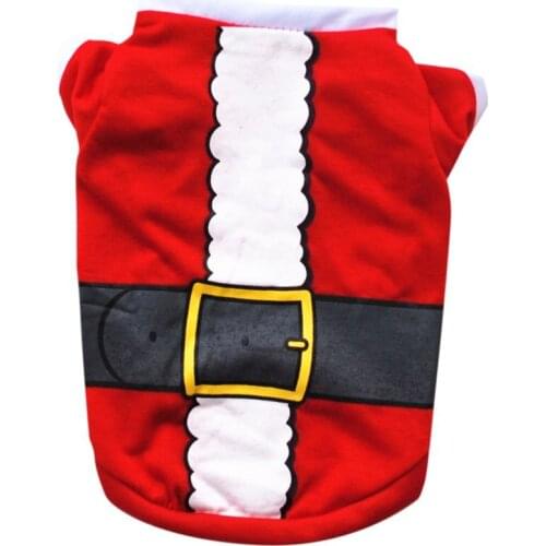 Christmas Pet Clothes Cute Dog T Shirt Short Sleeve Soft Cotton Blend Shirt Santa Claus Costumes Clothing for Christmas
