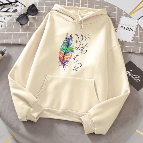 Creativity Let It Bee Letters Prints Women Sweatshirt Fashion Casual Hooded Vintage Loose Hoodies Korean Fleece Male Clothing