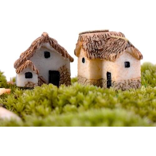 1/4Pcs Micro Landscape Miniature Village Stone House DIY Garden Ornament Decor