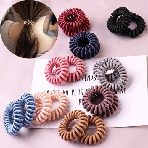 1PC High Elasticity Telephone Coil Hairbands Women Spiral Hair Ties Girls Hair Rings Hair Rope Solid Hair Accessories Popular