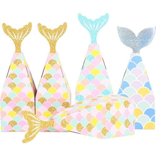 10pcs/lot Little Mermaid Party Gift Candy Boxes Mermaid Birthday Party Decor Kids Birthday Party Supplies Kids Birthday Decor