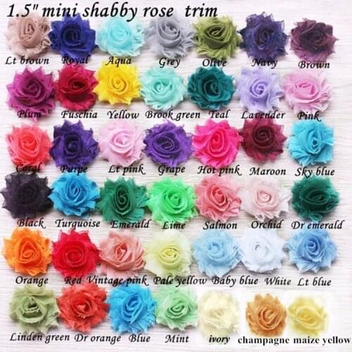 30 yards/ lots , 1.5'' shabby mini rose chiffon flower for apparel hair accessories headband headwear chiffon flower