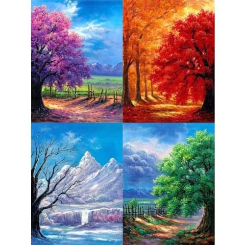 5D DIY diamante pintura árboles paisaje hogar redondo mosaico de diamantes de imitación punto de cruz decoración del hogar