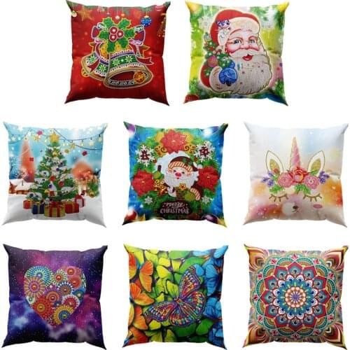 5D Mosaic Diamond Pillow Case Rhinestone Drawing Drilling Pillow Cover DIY Resin Painting Kit Sofa Decoration for Home