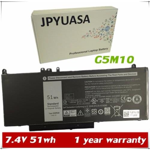7XINbox 7.4V 51wh G5M10 Laptop Battery For Dell Latitude 3150 3160 E5250 E5450 E5550 0WYJC2 8V5GX R9XM9 WYJC2 1KY05