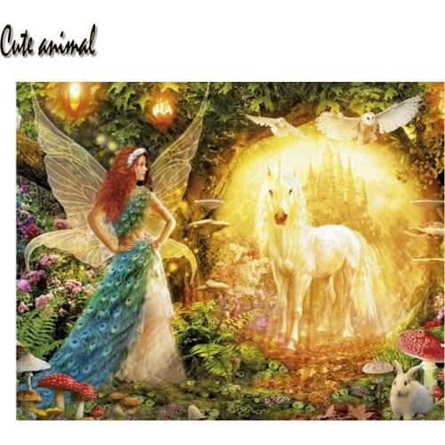 5D Diy Diamond Painting Unicorn Diamond Mosaic Cross Stitch Kits Embroidery Princess Elf Cartoon Mosaic Childrens room Decor