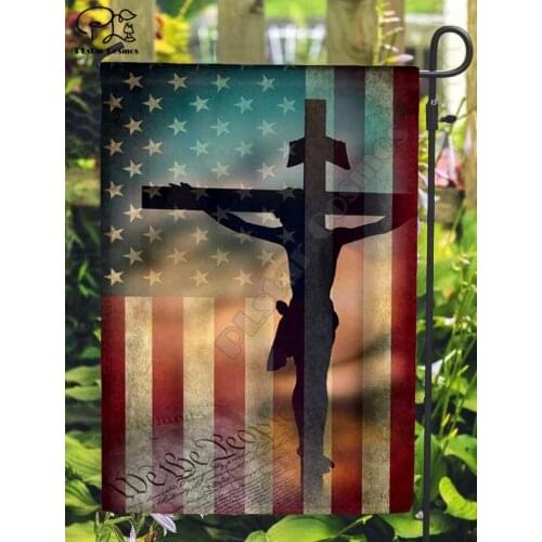 American element pattern house flag & garden flag White Plain Thermal Transfer Garden Flags Hanging House Decoration style-1