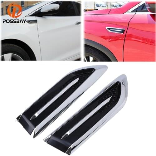 POSSBAY Auto Car Air Intake Flow Vent Fender Decorative Stickers Side Mesh Cover Hood Bonnet ABS Car-Styling Hood Decoration
