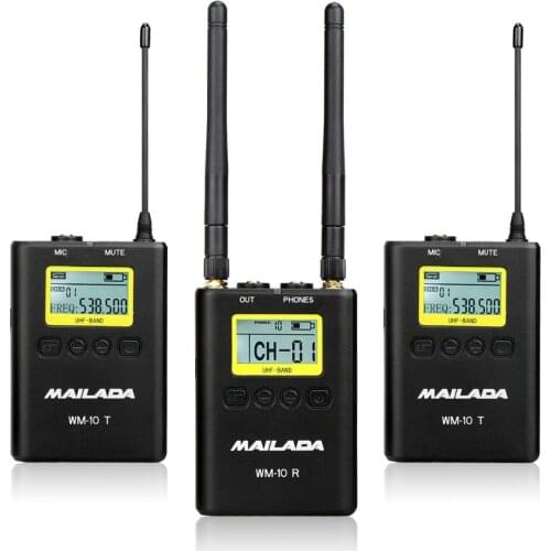 WM10 WM-9 WM8 UHF Wireless Microphone System Channel Lavalier Lapel Mic Receiver Transmitter for DSLR Canon Sony Recorder