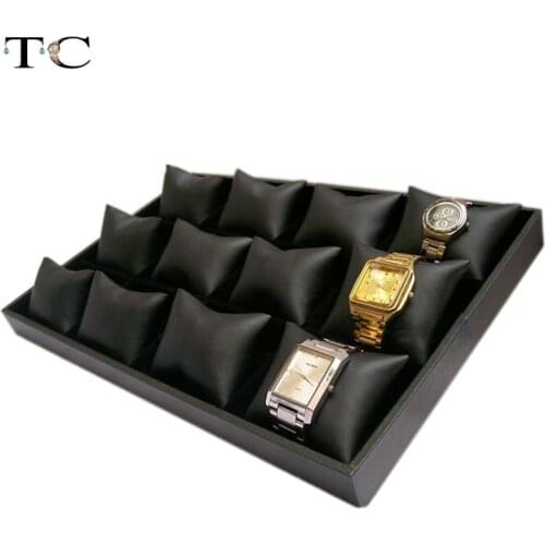 Jewelry Display Bangle Bracelet Watch Display Tray Organizer Cases Tray Black Leatherette Jewellery Display Watch Holder