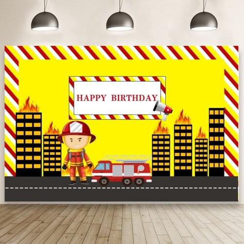Fireman City Hero Background Portrait Photography Kids Birthday Party Photozone Photo Decor Backdrops Photocall Studio