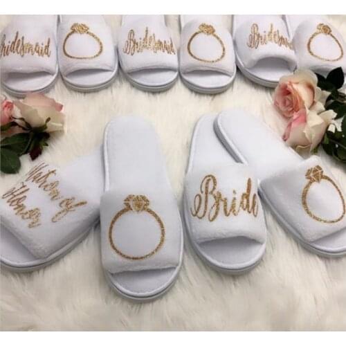 Custom bride Wedding Slippers Flower girl Slipper hen weekend Gift Personalise bridesmaid Open Toes slippers mother of the bride
