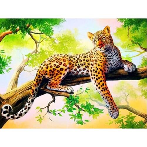 Kexinzu Full Square/Round 5D Diy Diamond Painting Cross Stitch "Leopard animal" Diamond 3D Embroidery Mosaic Family Decoration