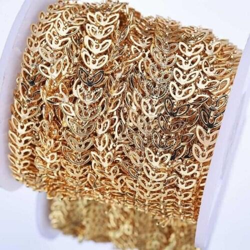 Classics 24k Real Gold Plated 6mm Hollow Leaf Chain For Jewellery Making DIY Bracelets Necklace Earrings Making