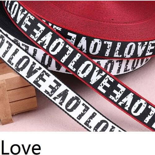 White 5M Printed Love 2cm Ribbon Belt DIY Handmade Sewing clothes Hat Cap Supplementary material grosgrain ribbon Stain Webbing