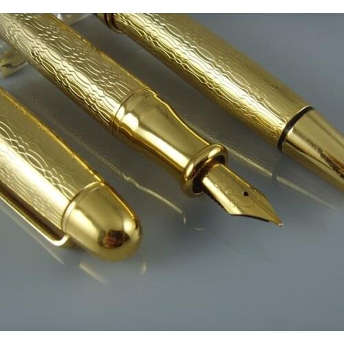 Lukcy 2001 gold plated red green ball point pen advanced stencilling fountain pen reminiscence golden color FREE shipping