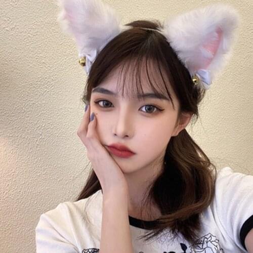 Cute Cat Ear Hairhoops Cosplay Bell Hairbands Plush Women Head Bands Holloween Party Costume Headwear Girl Hair Accessories Gift
