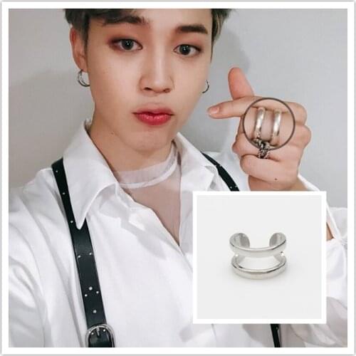 Fashion Knuckle Open Rings Kpop Jewelry bangtan boys Trendy Double Layer Ring Adjustable for Women Men Jimin same Accessories