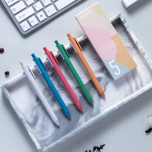 Mohamm 5Pcs/pack 0.5Mm Morandi Color Simple Gel Pen Creative Stationery School Office Supplies Girls Gift