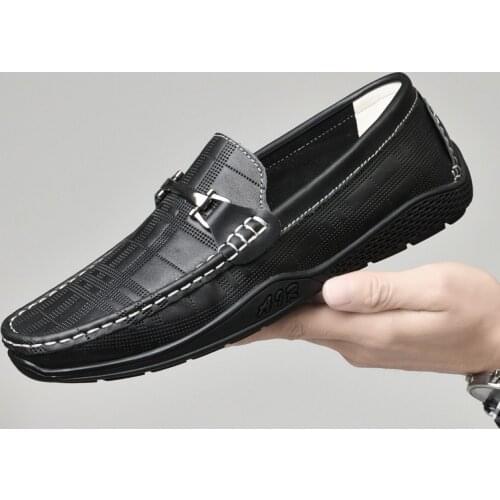 Genuine Leather Men Shoes Luxury Formal Casual Mens Loafers Moccasins Soft Breathable Slip on Walking Flats Driving Boat Shoes