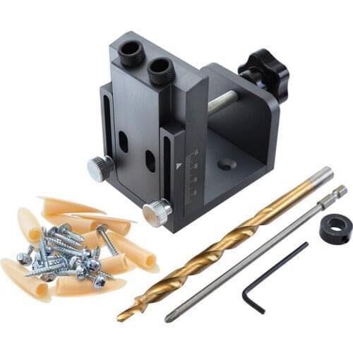 Drill Guide Dowel Jig Set Woodworking Joinery Master W/ Drill Sleeve for Carpentry Drilling Pocket Hole Tool Kit