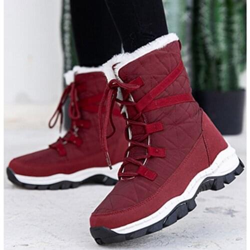 New 2020 women winter boots thicken fur high-top lace-up snow boots women ankle boots outdoor no-slip waterproof winter shoes