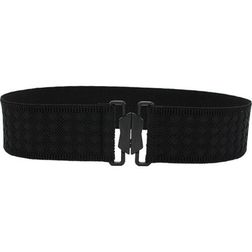 New Fashion Womens Lady Belts Wide Stretch Buckle Woven Elastic Belt Cinch High Waistband