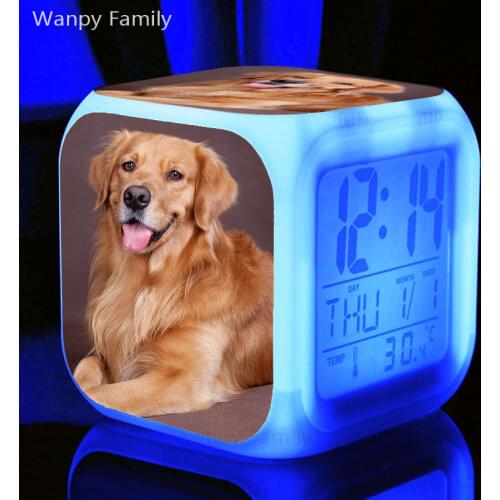 Pet Dog Cat Alarm Clocks Childrens birthday gift multi-function color change alarm clock Large screen electronic digital clock