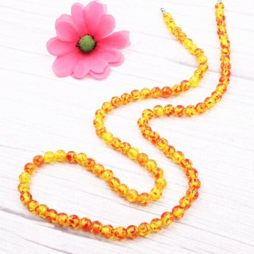 Vintage 76cm Long Necklace Bohemia Women Buddhist Chain Necklaces Faux Resin Ambers Personality Pendant Collar Lucky Jewelry B10