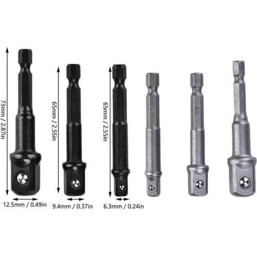 3Pcs Impact Socket Adapter 1/4 Hex Hexagona Shank 1/4\" 3/8\" 1/2\" Power Drilling High Nut Driver Bit for Cordless Drills